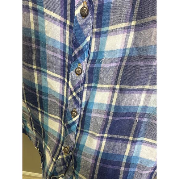 Soft Surroundings Serena Mixed Media Plaid Tunic L Embroidered Floral Artsy - Picture 6 of 11